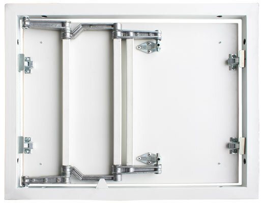 Изображение товара Сантехнический люк Практика Формат-М М50/50, ширина 50 см, высота 50 см, стальной, трехзвенная петля, сдвижная дверца, под плитку