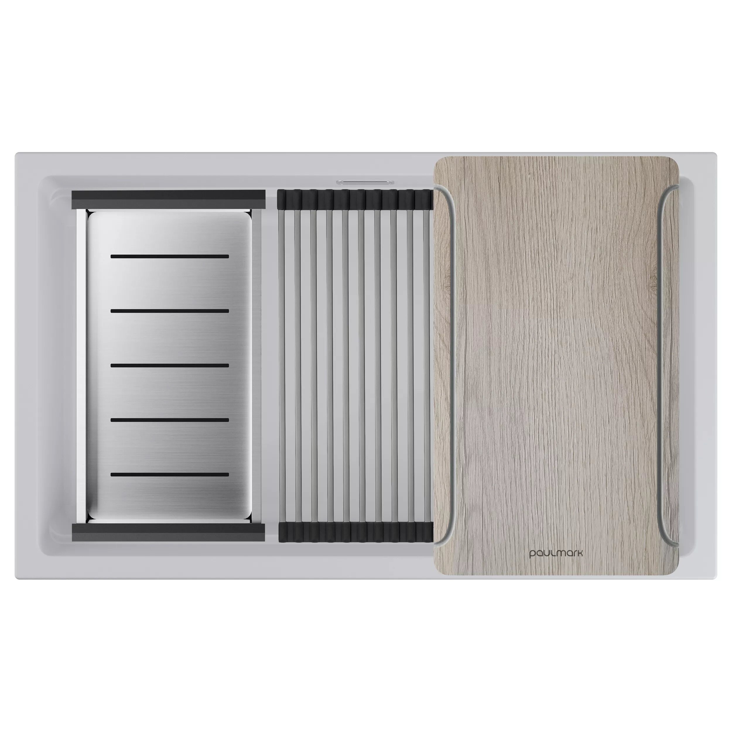 Изображение товара Мойка кухонная Paulmark LUMI-MULTI SINK 74 UNI с аксессуарами Изображение товара Мойка кухонная Paulmark LUMI-MULTI SINK 74 UNI с аксессуарами