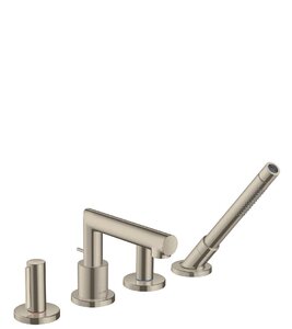 Изображение товара Смеситель для ванны и душа Axor Uno, 45444820, с душевым гарнитуром, монтаж на борт ванны, шлифованный никель