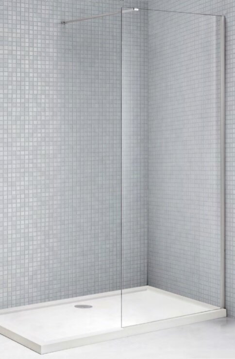 Изображение товара Душевая стенка Cezares Liberta-L-1-80-C-Cr 80 см, со свободным входом, телескопический кронштейн 75-105 см, стекло прозрачное, профиль хром