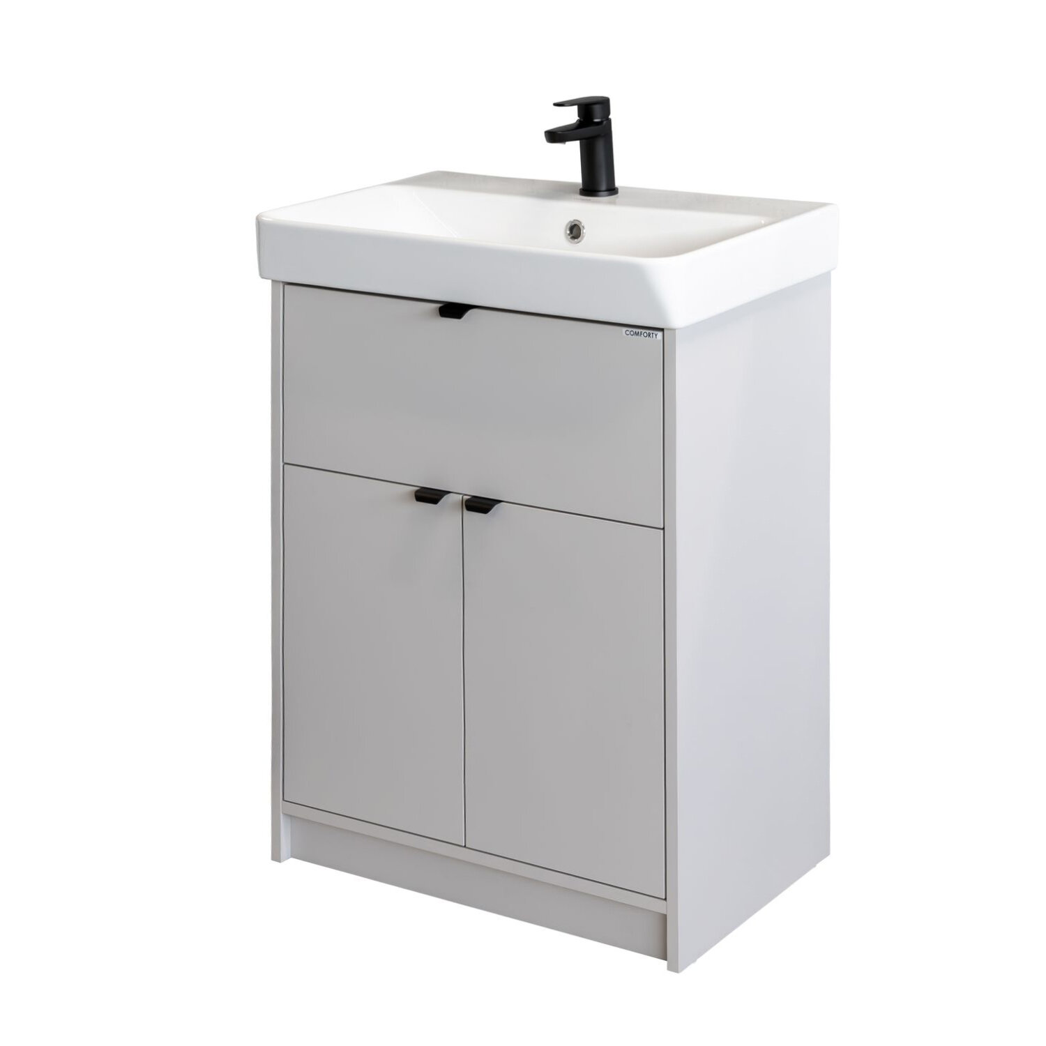 Изображение товара Тумба с раковиной Comforty Руза 00-00022670CF, 60 см, напольная, цвет серый шелк Изображение товара Тумба с раковиной Comforty Руза 00-00022670CF, 60 см, напольная, цвет серый шелк