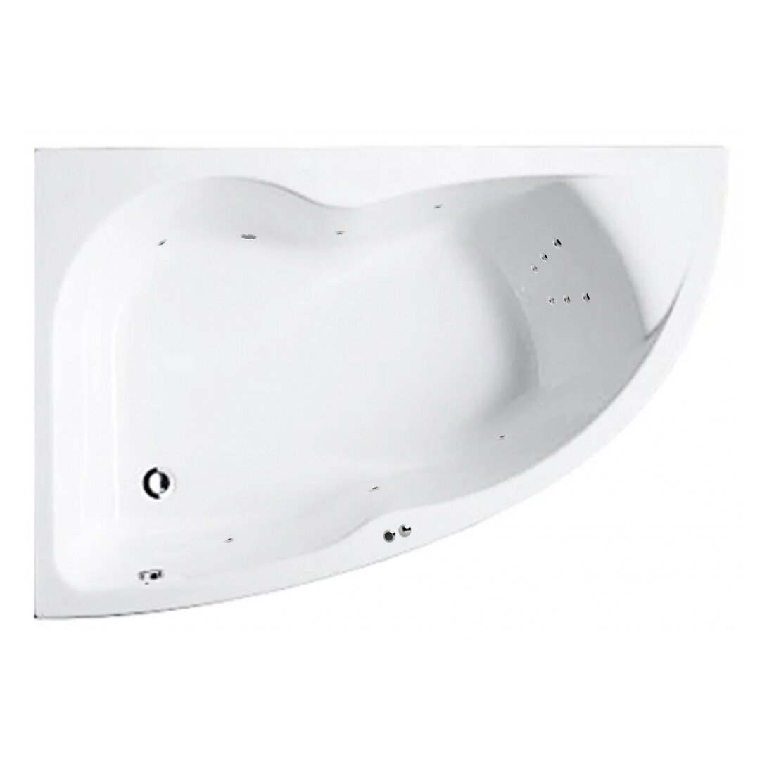 Изображение товара Гидромассажная акриловая ванна Jacob Delafon Micromega Duo Chromo E60220RU-00 LINE CR, 170 х 105 см, правая, белая, форсунки хром Изображение товара Гидромассажная акриловая ванна Jacob Delafon Micromega Duo Chromo E60220RU-00 LINE CR, 170 х 105 см, правая, белая, форсунки хром