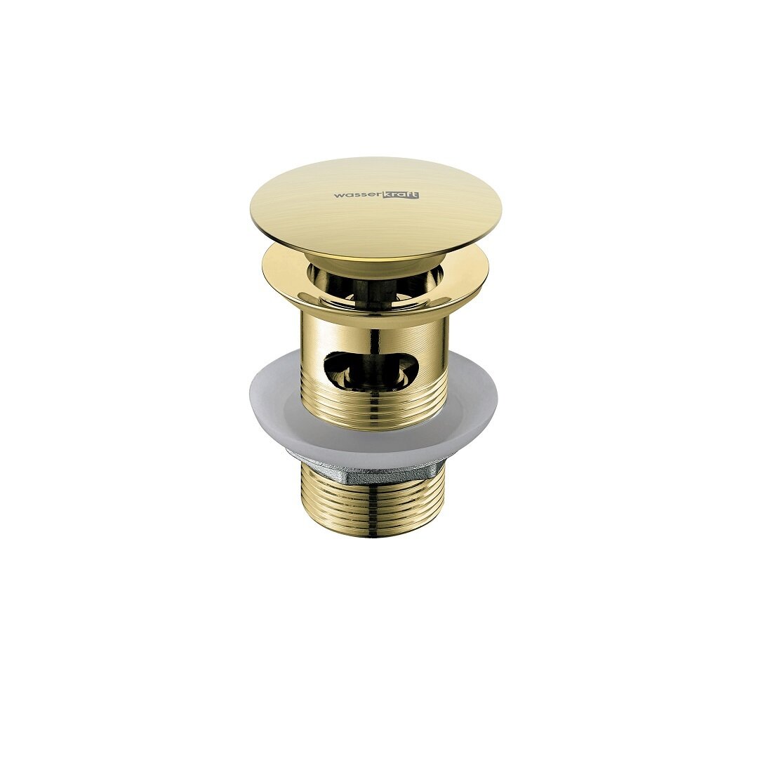 Изображение товара Донный клапан Wasserkraft A024BG Push-up, с переливом, PVD золото матовое