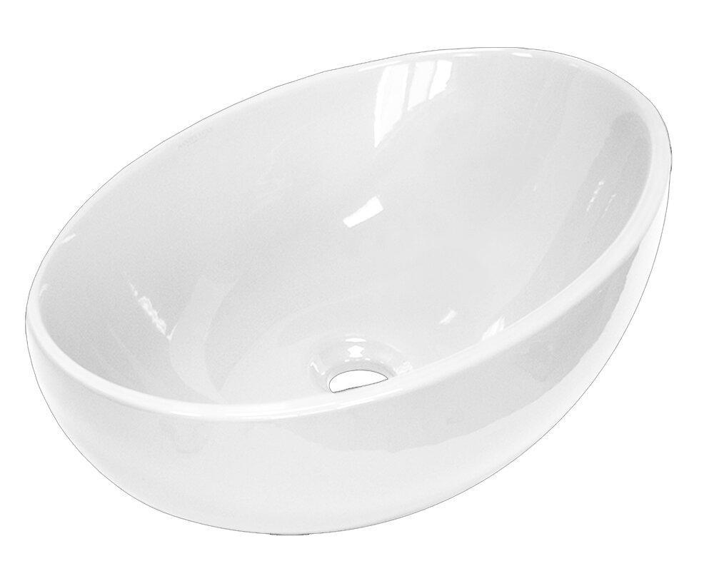 Изображение товара Накладная раковина Sanita Luxe Ringo 53-N/White - дизайнерская фарфоровая, 53x34x15 см