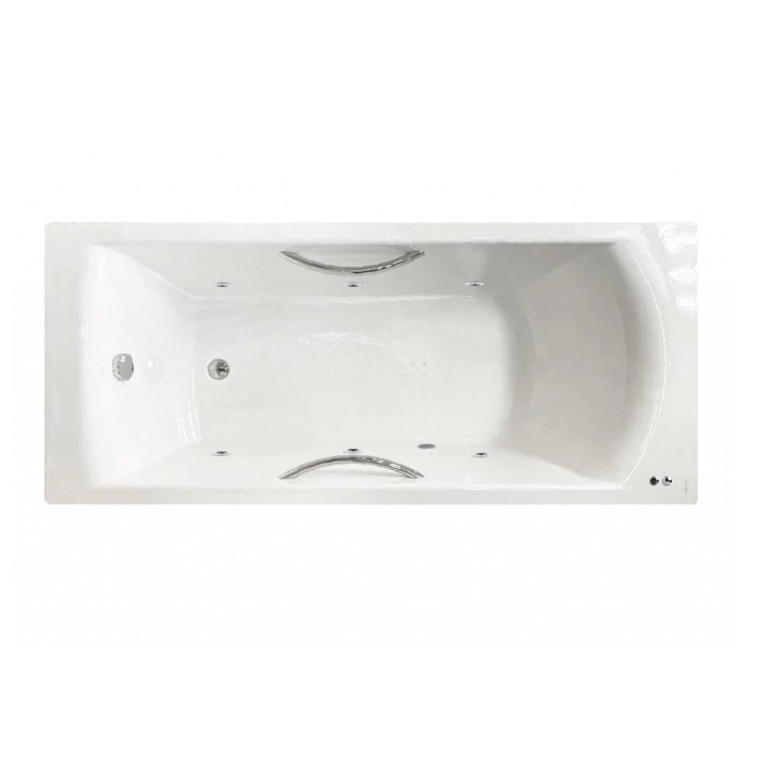 Изображение товара Гидромассажная чугунная ванна Jacob Delafon Biove E2938-00 SOFT CR, 170 х 75 см, ножки и ручки в подарок, белая, форсунки хром Изображение товара Гидромассажная чугунная ванна Jacob Delafon Biove E2938-00 SOFT CR, 170 х 75 см, ножки и ручки в подарок, белая, форсунки хром