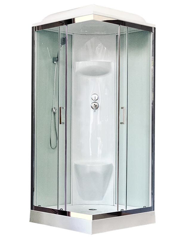 Изображение товара Душевая кабина Royal Bath RB80HP6-WТ-CH 80x80 см с прозрачными дверями и встроенным сиденьем
