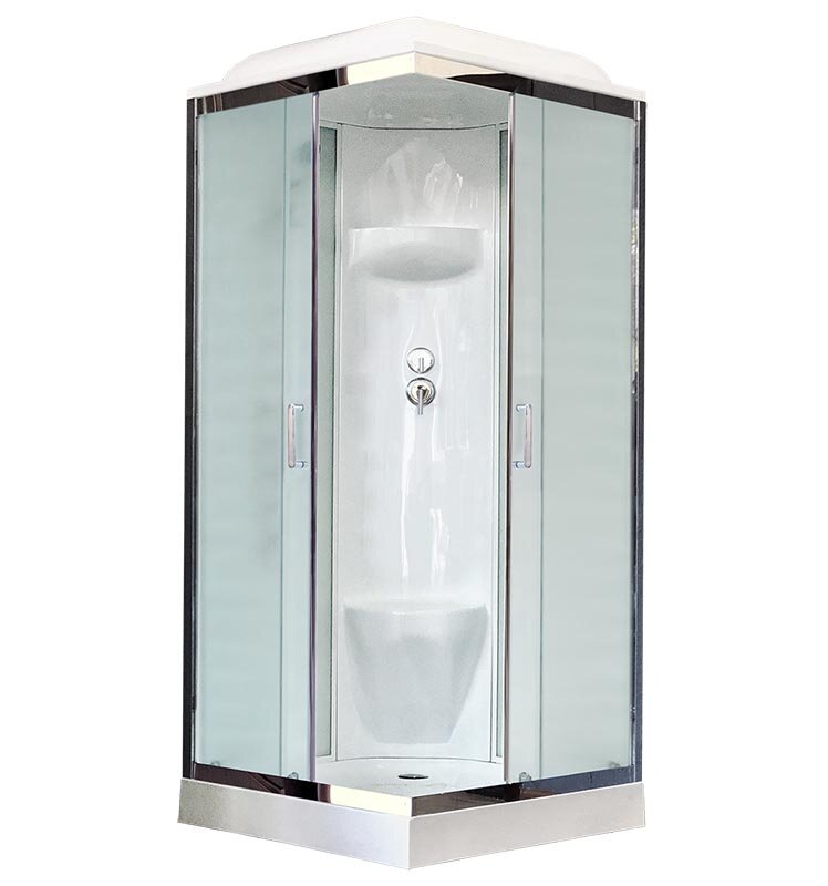 Изображение товара Душевая кабина Royal Bath RB80HP6-WC-CH, 80 x 80 см, дверь матовая, задние стенки белые