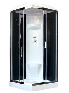 Изображение товара Душевая кабина Royal Bath RB90HP6-BT-CH, 90 x 90 см, дверь прозрачная, задние стенки черные