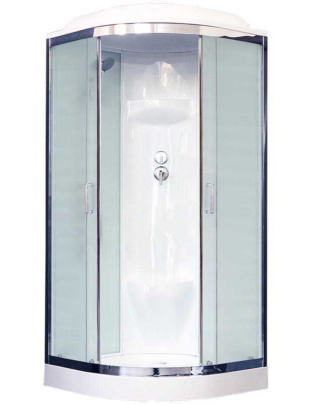 Изображение товара Компактная душевая кабина Royal Bath RB90HK6-WC-CH 90x90 см с матовыми дверьми и белыми стенками