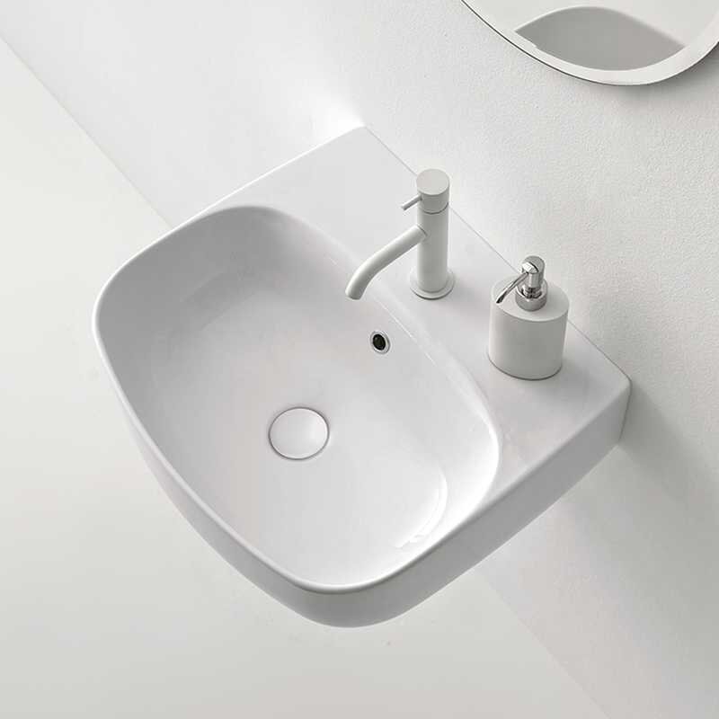 Изображение товара Накладная раковина Kerasan Nolita 50 см, белый фарфор, угловая, дизайнерская