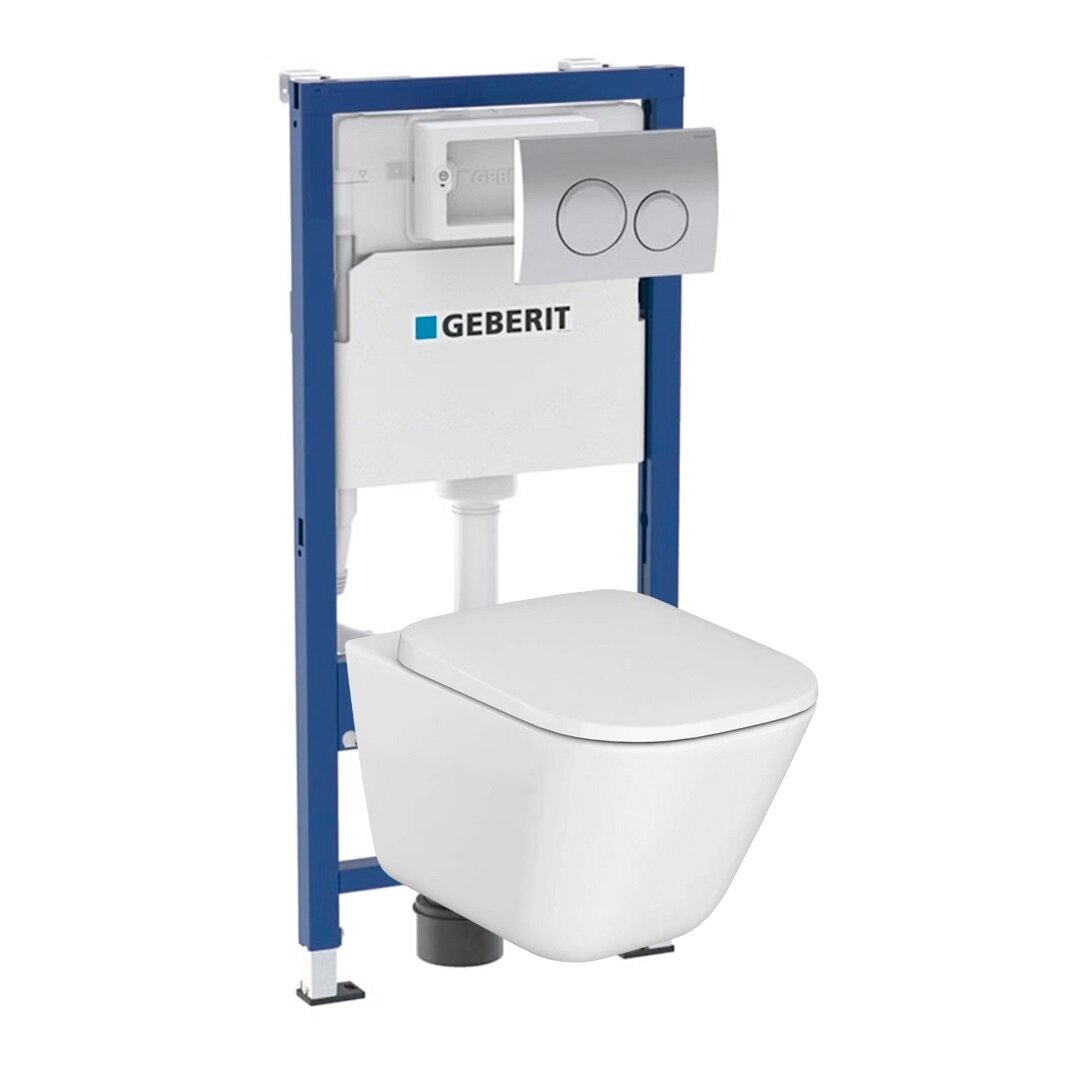 Изображение товара Инсталляция Geberit с безободковым унитазом Roca The Gap Rimless 34647L000, сиденье микролифт, цвет белый, 458.118.21.R2 Изображение товара Инсталляция Geberit с безободковым унитазом Roca The Gap Rimless 34647L000, сиденье микролифт, цвет белый, 458.118.21.R2