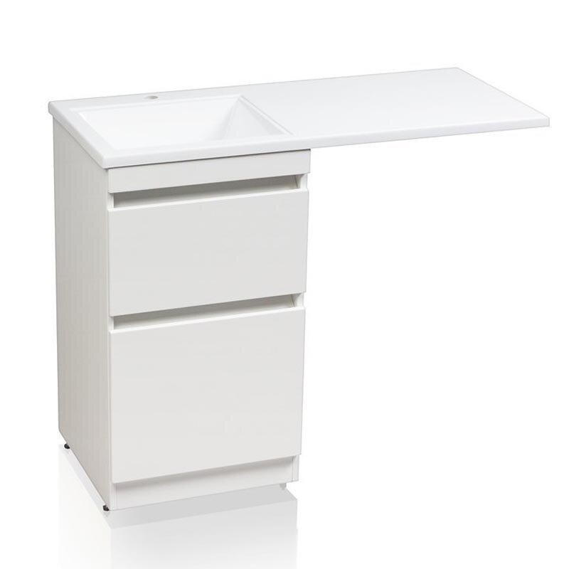Изображение товара Тумба с раковиной Style Line Даллас 100 СС-00000514/СС-00000516 Люкс Plus, 100 см, напольная, белая, левая