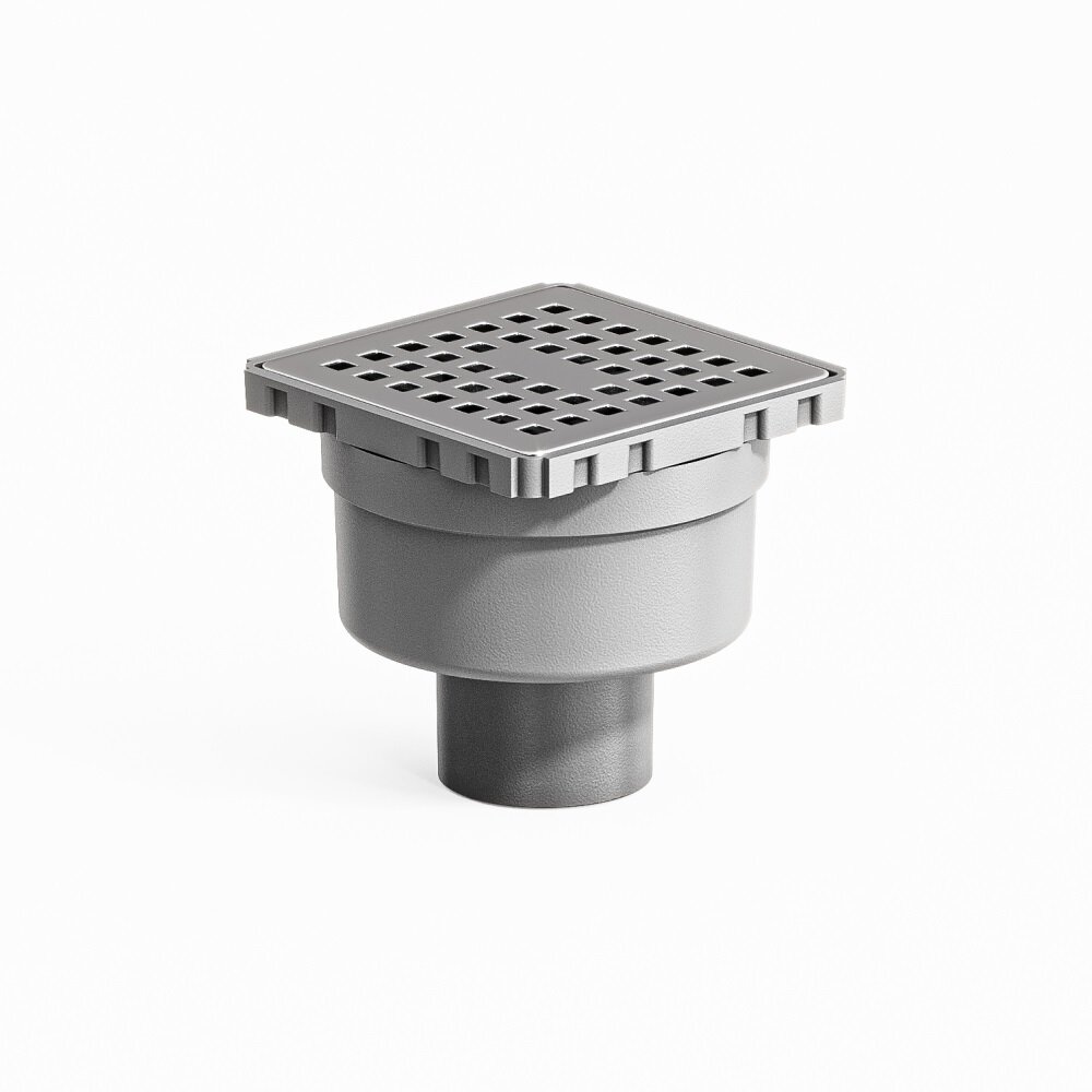 Изображение товара Дренажный трап Aqwella Куб CUB10PLS3BNSTEEL/VER, 10 см, с вертикальным выходом, с перфорированной решеткой, цвет сталь
