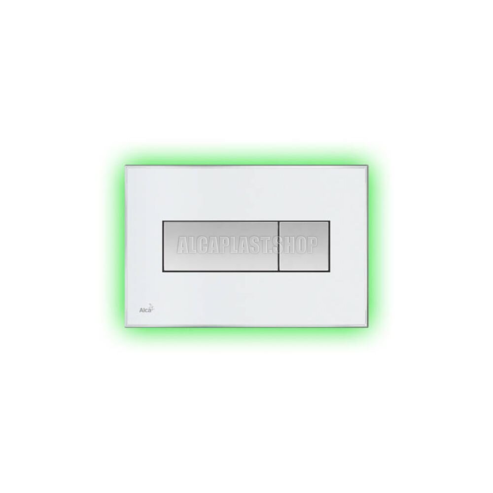 Изображение товара Кнопка управления AlcaPlast M1470-AEZ112 с цветной пластиной, светящаяся кнопка белая, свет зеленый