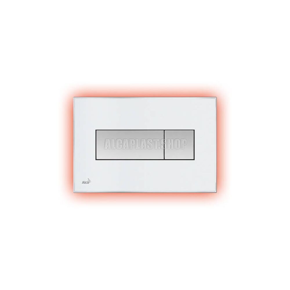 Изображение товара Кнопка управления AlcaPlast M1470-AEZ113 с цветной пластиной, светящаяся кнопка белая, свет красный