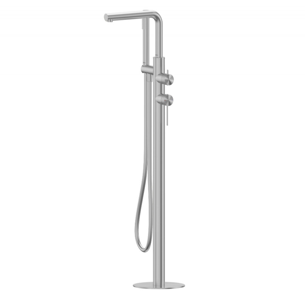 Изображение товара Смеситель Abber Emotion 316 AF8815BST, для ванны и душа, напольный, с душевым гарнитуром, сталь брашированная Изображение товара Смеситель Abber Emotion 316 AF8815BST, для ванны и душа, напольный, с душевым гарнитуром, сталь брашированная