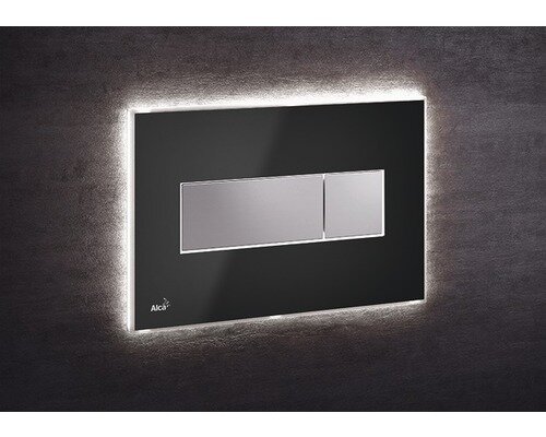 Изображение товара Кнопка управления AlcaPlast M1474 - AEZ110 с цветной пластиной, светящаяся кнопка черная глянцевая, свет белый