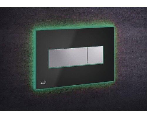 Изображение товара Кнопка управления AlcaPlast M1474 - AEZ112 с цветной пластиной светящаяся черная глянцевая