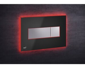 Изображение товара Кнопка управления AlcaPlast M1474 - AEZ113 с цветной пластиной, светящаяся кнопка черная глянцевая, свет красный