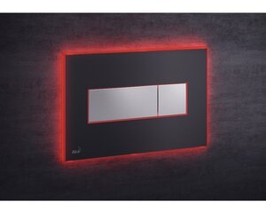 Изображение товара Кнопка управления AlcaPlast M1475 - AEZ113 с цветной пластиной, светящаяся кнопка черная матовая, свет красный