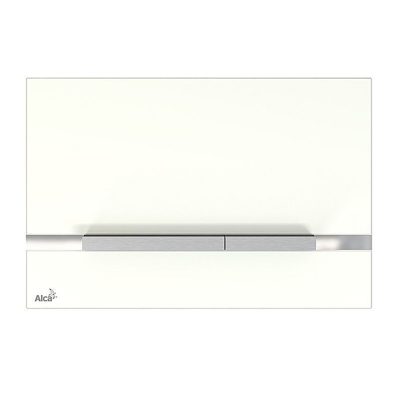 Изображение товара Стеклянная кнопка управления AlcaPlast STRIPE-GL1200 для скрытых инсталляций белая