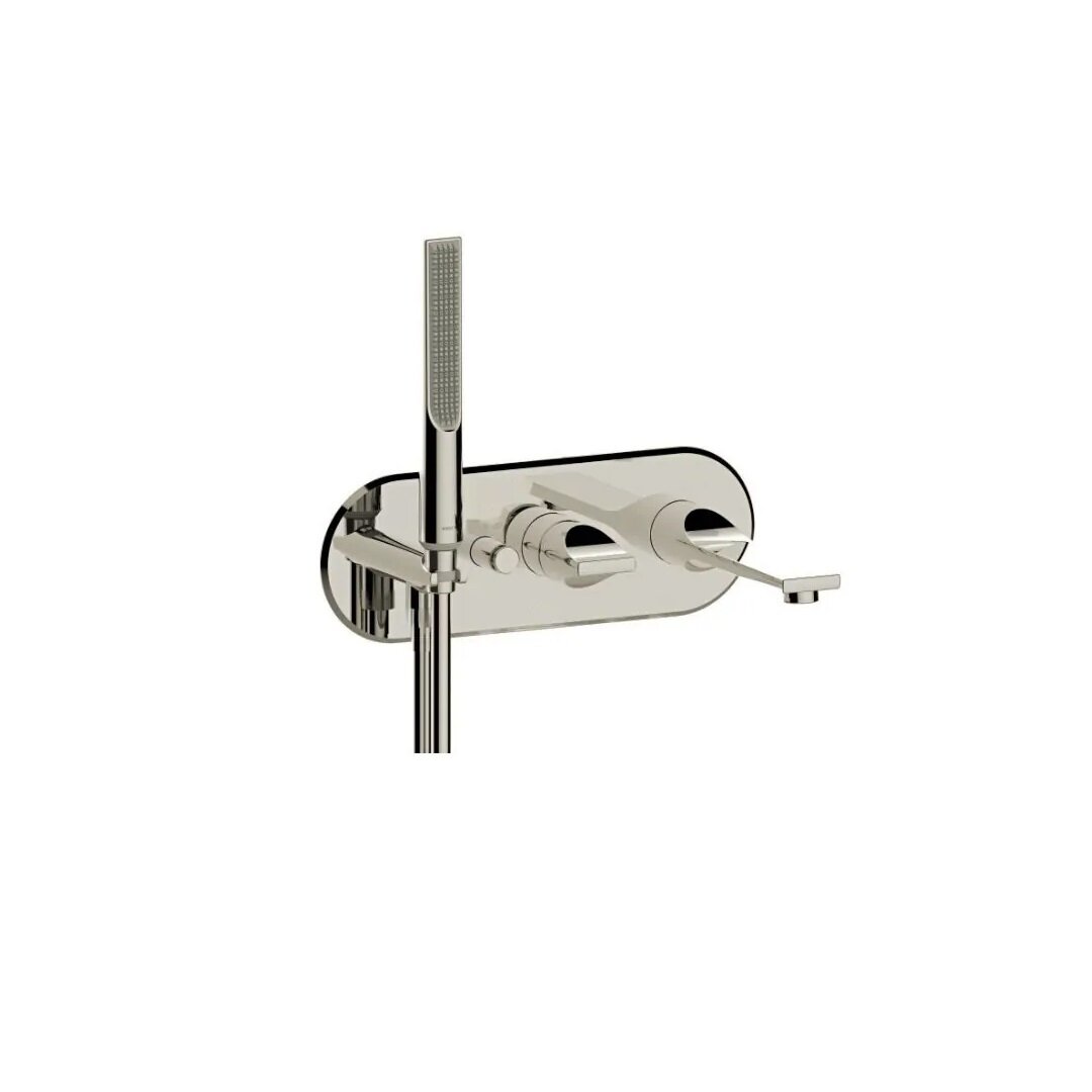 Изображение товара Смеситель для ванны и душа Bossini Apice Z00555.094, с душевым гарнитуром, никель шлифованный Изображение товара Смеситель для ванны и душа Bossini Apice Z00555.094, с душевым гарнитуром, никель шлифованный