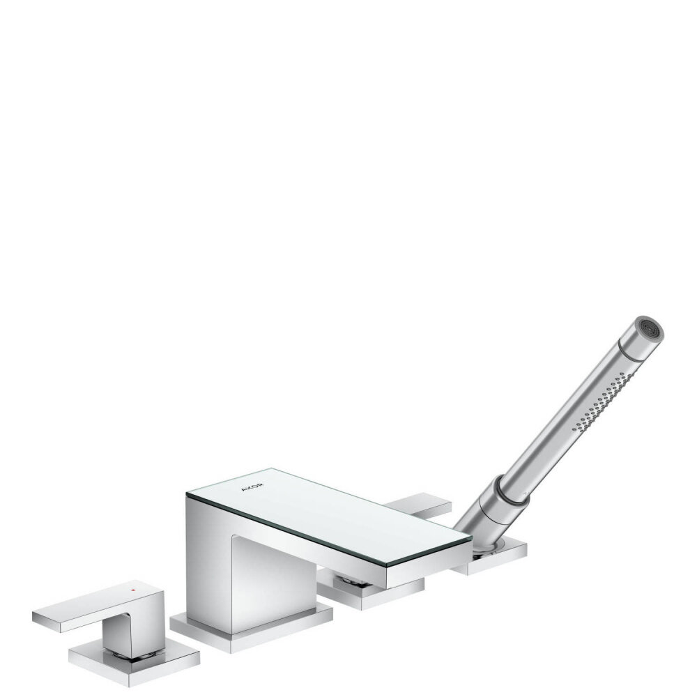Изображение товара Смеситель для ванны и душа Axor MyEdition, 47430000, с душевым гарнитуром, монтаж на борт ванны, хром/зеркальное стекло