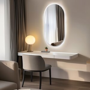 Изображение товара Зеркало DQ Бонн Лайт DQMBON60100LTGRY, 60 х 100 см, LED-подсветка, сенсорный выключатель, цвет серый