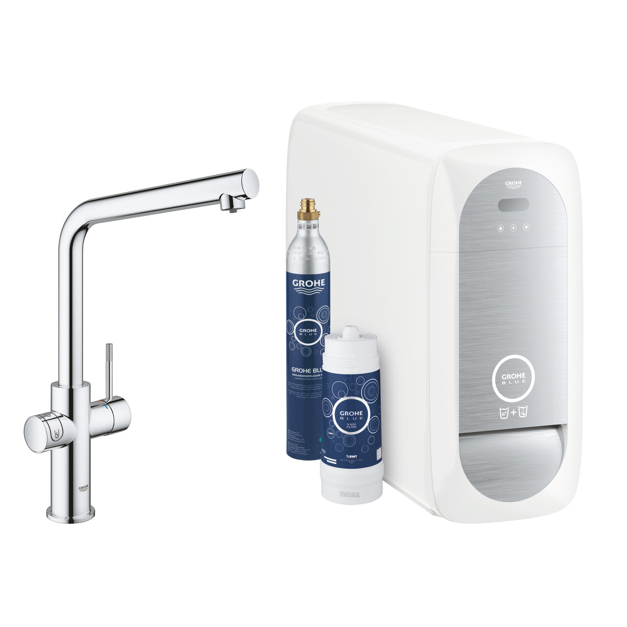 Изображение товара Смеситель Grohe Blue 31454000 для кухонной мойки с фильтром и газированием воды Изображение товара Смеситель Grohe Blue 31454000 для кухонной мойки с фильтром и газированием воды