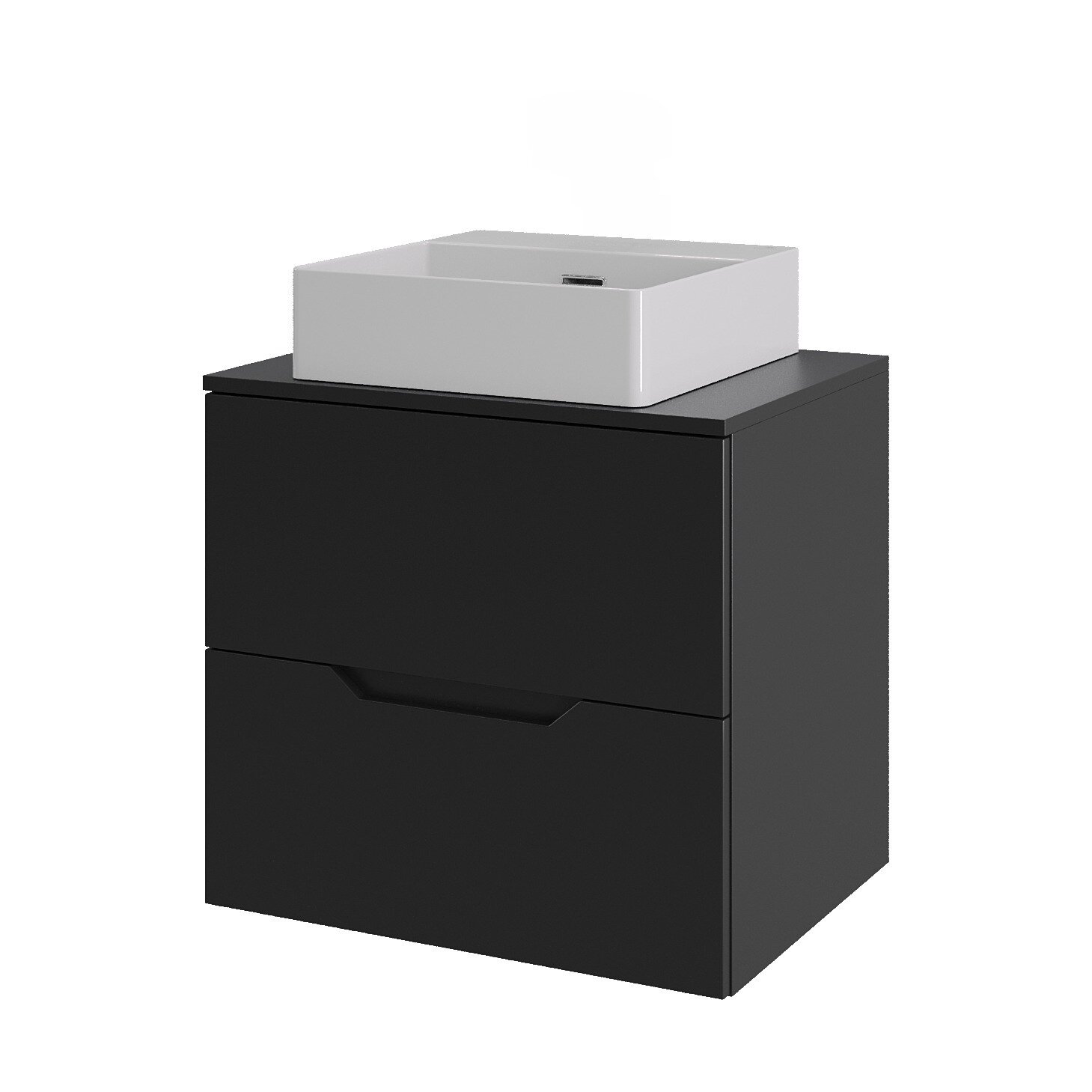 Изображение товара Тумба c раковиной Agger Свит SWE600ETBL-ST-4405W, 60 см, подвесная, столешница МДФ, цвет черный матовый