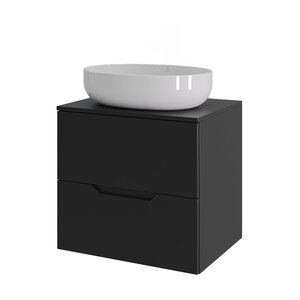 Изображение товара Тумба c раковиной Agger Свит SWE600ETBL-ST-5520W, 60 см, подвесная, столешница МДФ, цвет черный матовый