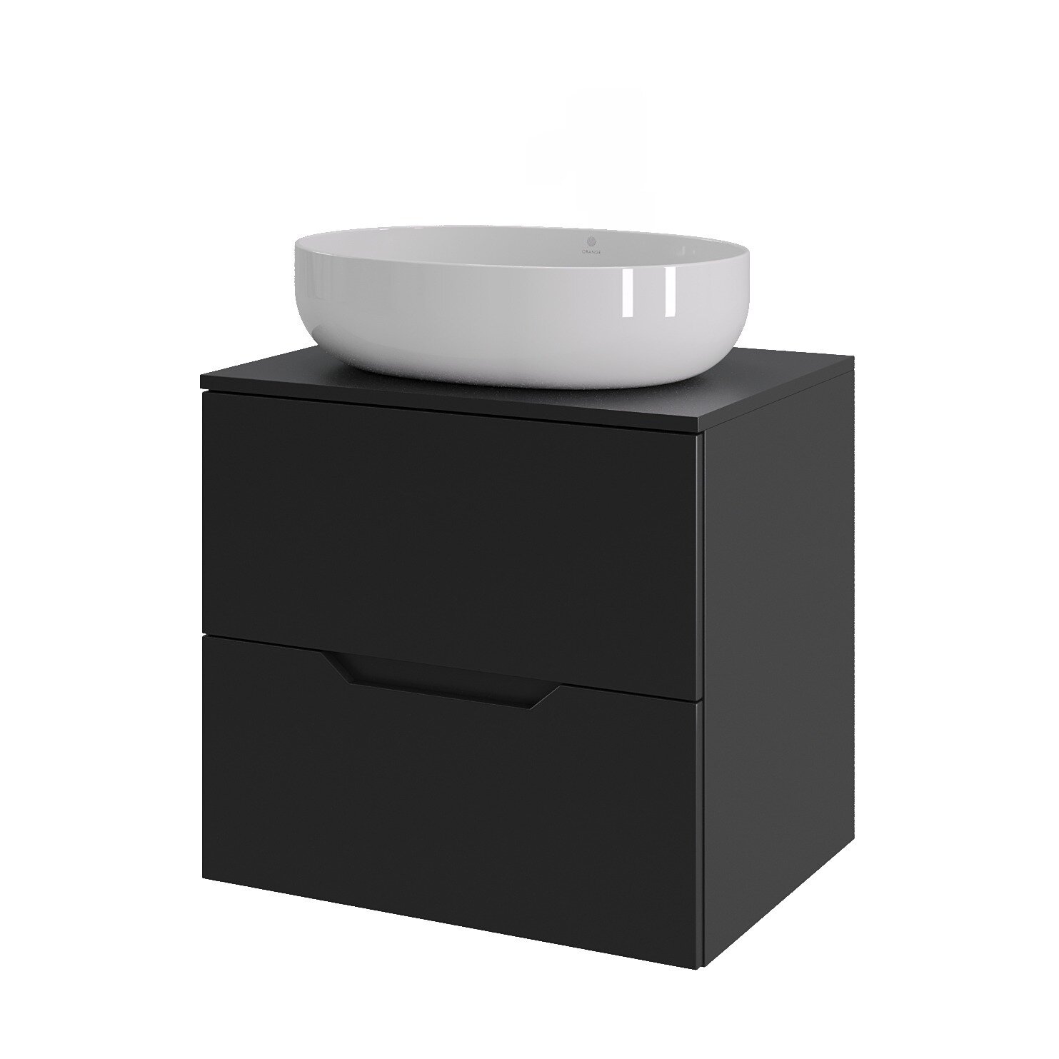 Изображение товара Тумба c раковиной Agger Свит SWE600ETBL-ST-5520W, 60 см, подвесная, столешница МДФ, цвет черный матовый