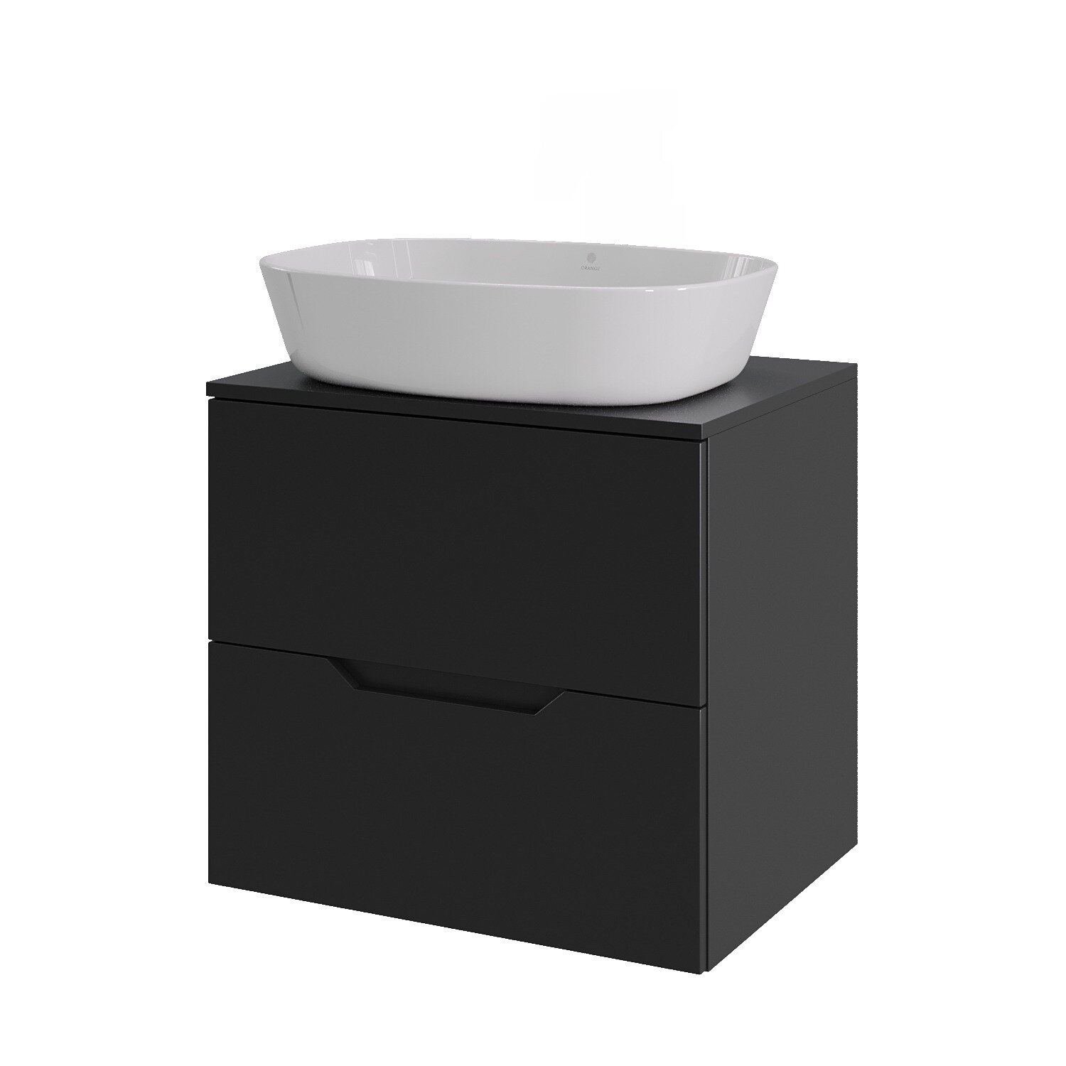 Изображение товара Тумба c раковиной Agger Свит SWE600ETBL-ST-8500W, 60 см, подвесная, столешница МДФ, цвет черный матовый