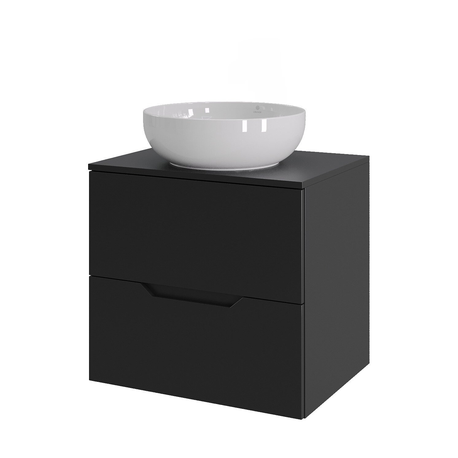 Изображение товара Тумба c раковиной Agger Свит SWE600ETBL-ST-7420W, 60 см, подвесная, столешница МДФ, цвет черный матовый