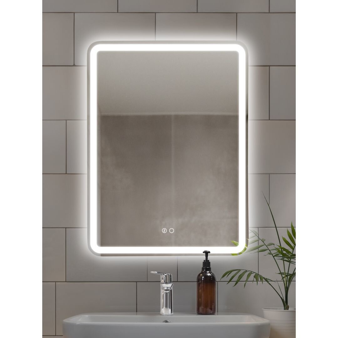 Изображение товара Зеркало DQ Дюссельдорф Лайт DQMDUS8060LTA, 60 x 80 см, LED-подсветка, с антизапотеванием, сенсорный выключатель, цвет белый