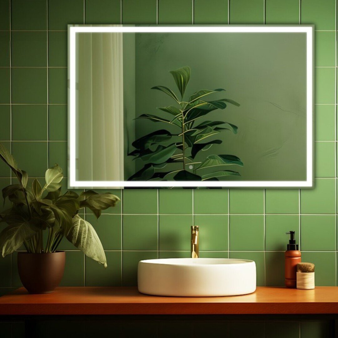 Изображение товара Зеркало DQ Рейн DQMFRA10080, 100 x 80 см, LED-подсветка, сенсорный выключатель, цвет белый