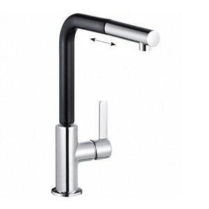 Изображение товара Кухонный смеситель Kludi L-Ine с выдвижным изливом, хром-черный матовый