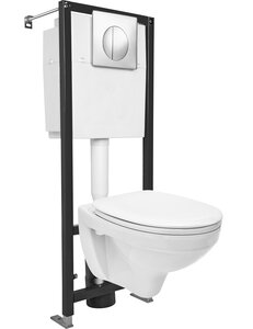 Изображение товара Инсталляция Cersanit Leon Black с унитазом Cersanit Delfi, сиденье микролифт, комплект