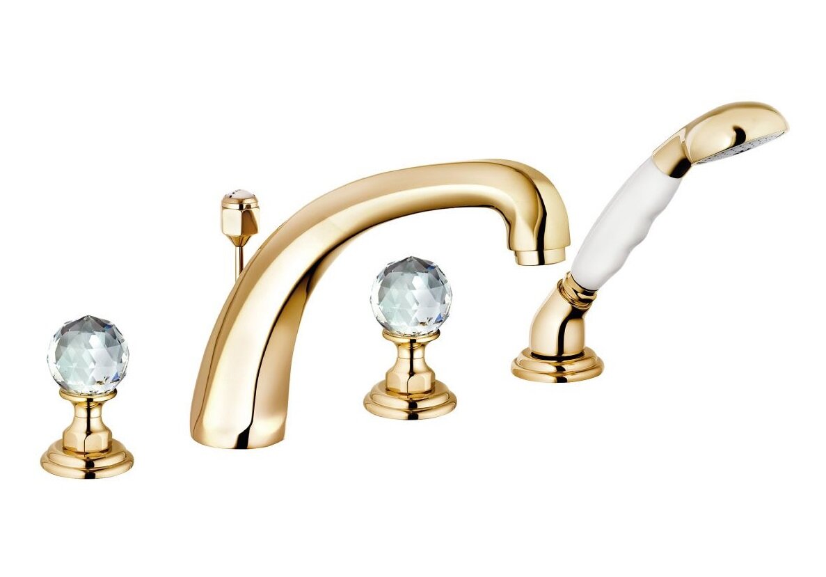 Изображение товара Смеситель Kludi Adlon 5152445G4 для ванны и душа с хрустальными ручками