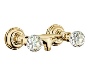 Изображение товара Смеситель Kludi Adlon 5161045G4 для душа, ручки хрусталь, цвет золото 23 карата
