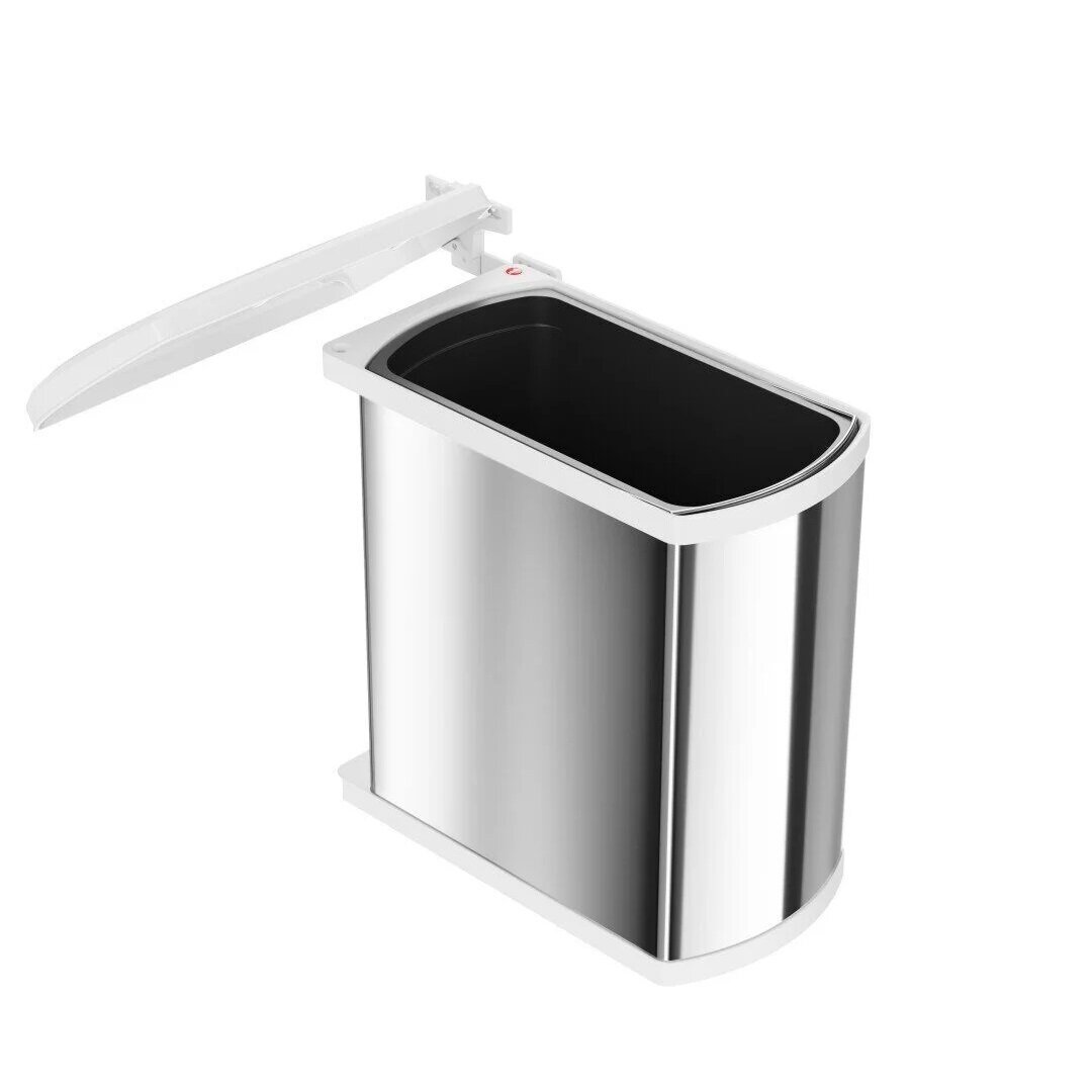 Изображение товара Ведро для мусора Hailo Oko flex 3418901, 18 л, полированная сталь/белое