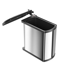 Изображение товара Ведро для мусора Hailo Oko flex 3418101, 18 л, полированная сталь/черное