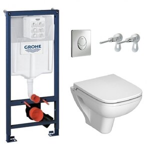 Изображение товара Инсталляция Grohe с унитазом VitrA S20 5507B003-0101, сиденье микролифт, комплект Santehnica.ru 38721001/5507B003-0101/177-003-009