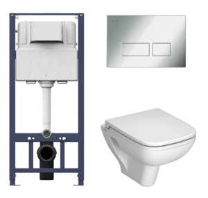 Изображение товара Инсталляция Am.Pm с унитазом VitrA S20 5507B003-0101, сиденье микролифт клавиша хром, комплект Santehnica.ru