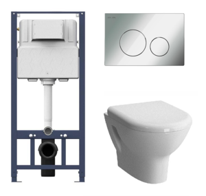 Изображение товара Инсталляция Am.Pm для унитаза Vitra Zentrum с микролифтом, хромовая клавиша, комплект