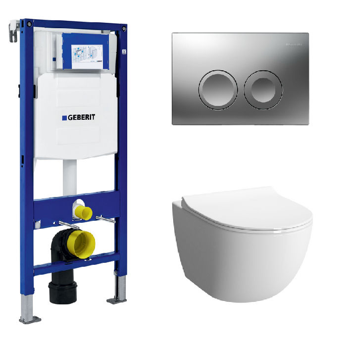 Изображение товара Инсталляция Geberit с безободковым унитазом Vitra Sento 7748B003-0075, сиденье микролифт комплект