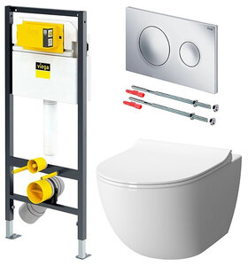 Изображение товара Инсталляция Viega с безободковым унитазом Vitra Sento 7748B003-0075, сиденье микролифт, комплект Santehnica.ru