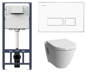Изображение товара Инсталляция Am.Pm с безободковым унитазом Vitra S50 7740B003-0075 безободковый, сиденье микролифт клавиша белая, комплект Santehnica.ru