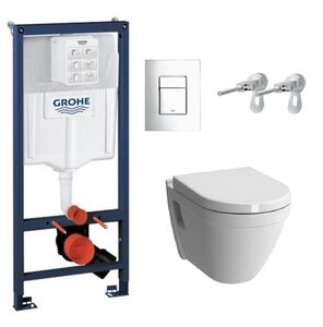 Изображение товара Инсталляция Grohe с унитазом VitrA S50 5318B003-0075, сиденье микролифт, комплект Santehnica.ru 38775001/5318B003-0075/94-003-009