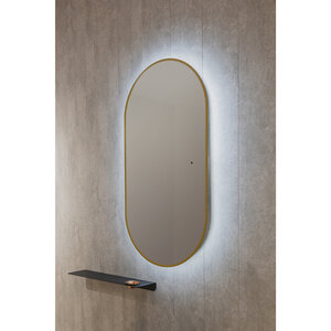 Изображение товара Зеркало Jorno Болонья BlgGl.02.550x1050/W/JR, 55 x 105 см, с LED-подсветкой, инфракрасный выключатель, диммер, цвет рамы золото